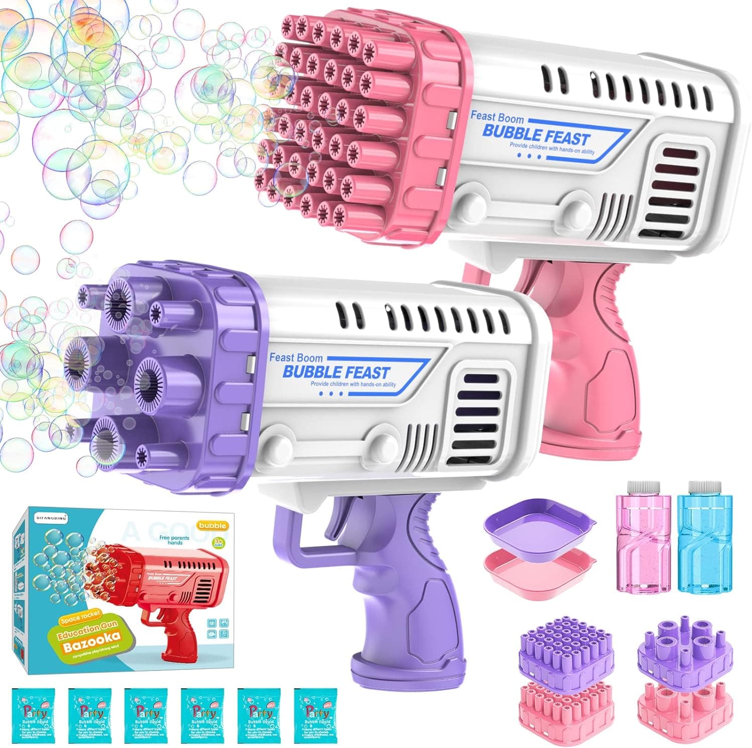 36-Hole Bubble Gun Bazooka for Kids Colourful Bubbles Maker